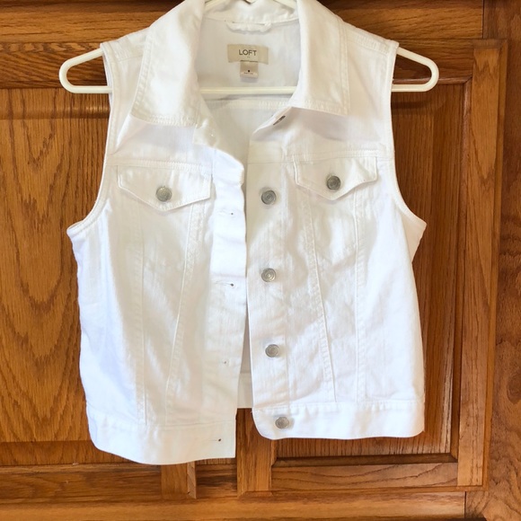 white sleeveless denim jacket